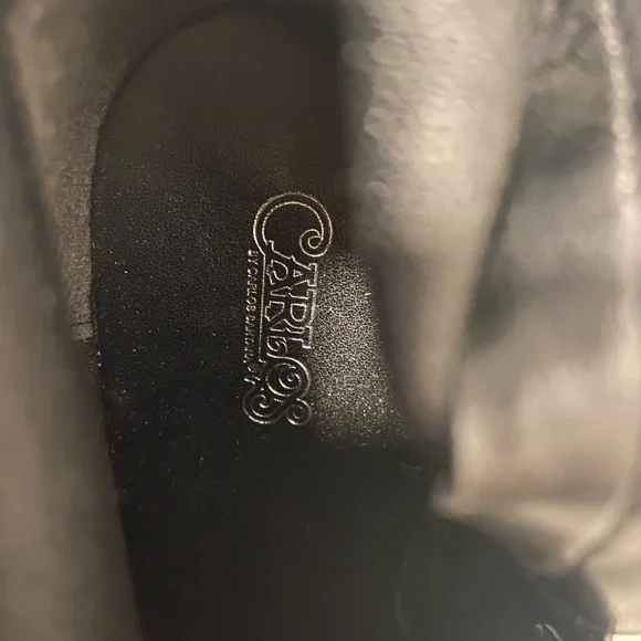 Carlos black over the knee boots zip up sides 3” metallic block heels size 6.5 - Picture 6 of 7